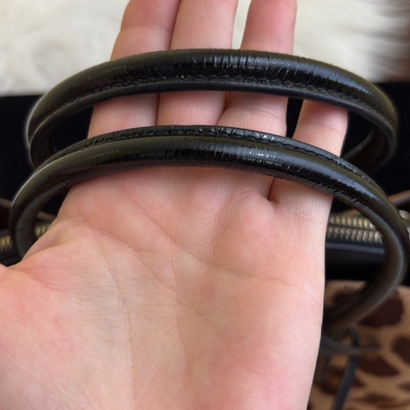 Kate Spade Margaux Medium Caviar Leather Leopard Calf Hair Crossbody Satchel Bag - Picture 6 of 17